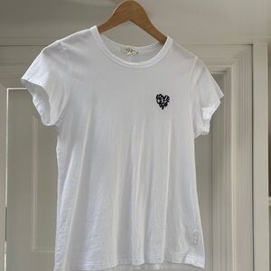 Rag & Bone White Crew Neck Tee Love is Love heart